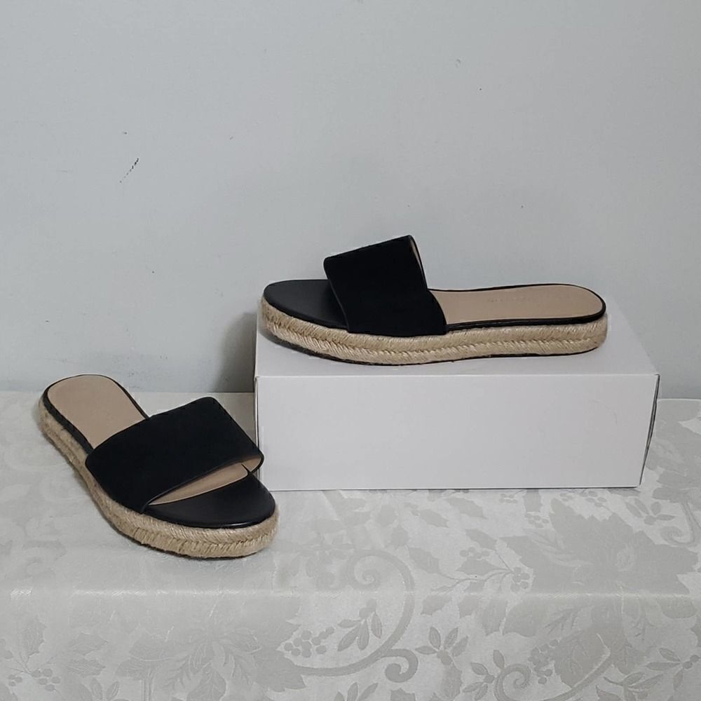 H by Halston Black Suede and Rope Sandals